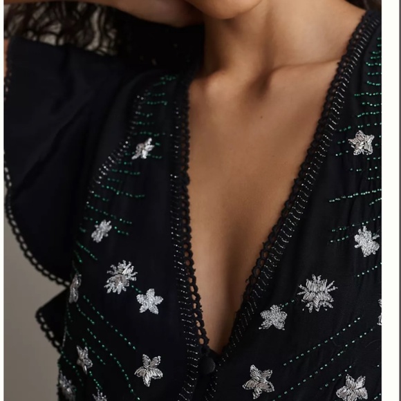 NWT By Anthropologie V-Neck Sequin Deco Swing Dress SIZE M - Picture 3 of 6